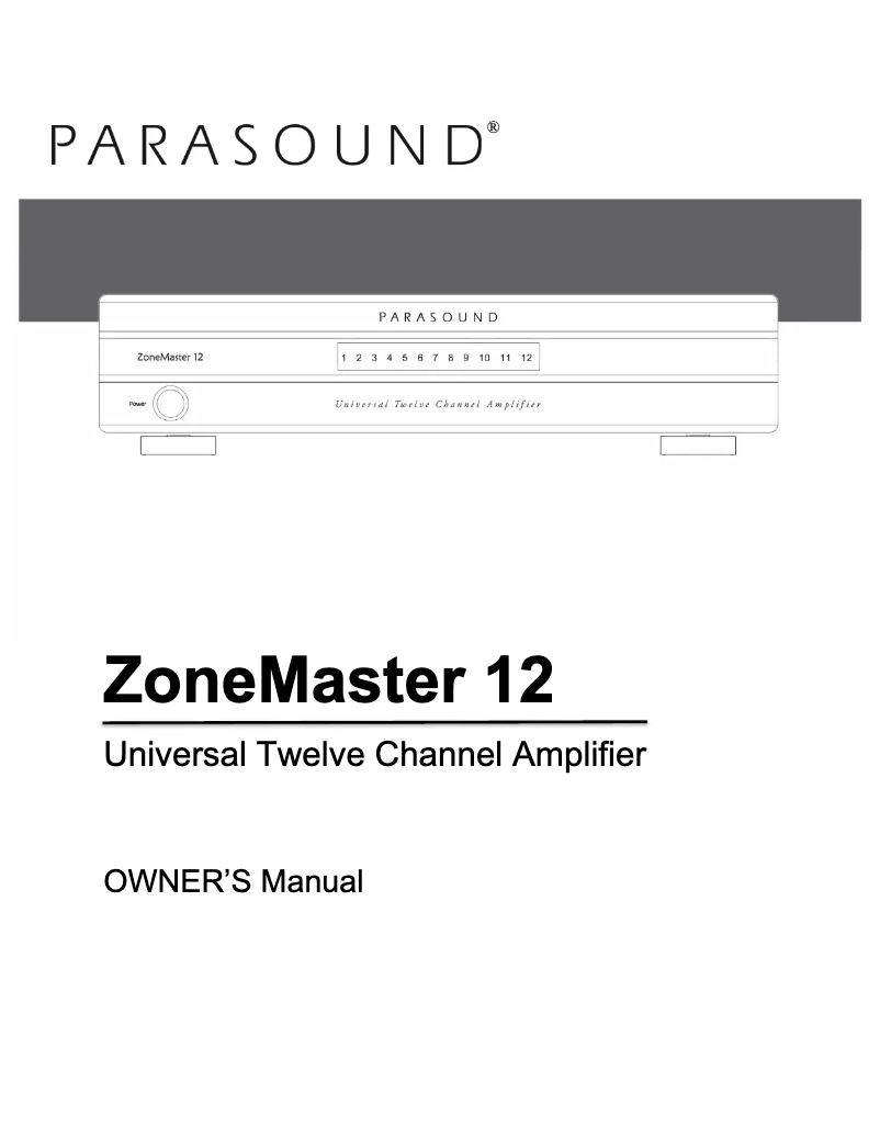 Page 1 de la notice Manuel utilisateur Parasound ZoneMaster 12