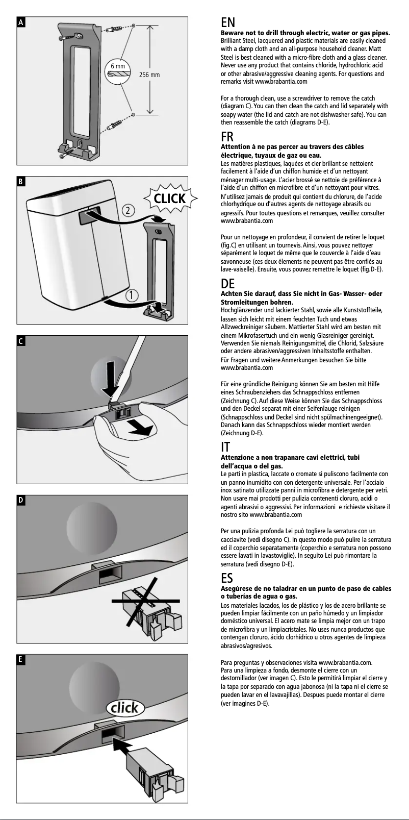 Page n°1 - Manuel utilisateur Brabantia Touch Bin