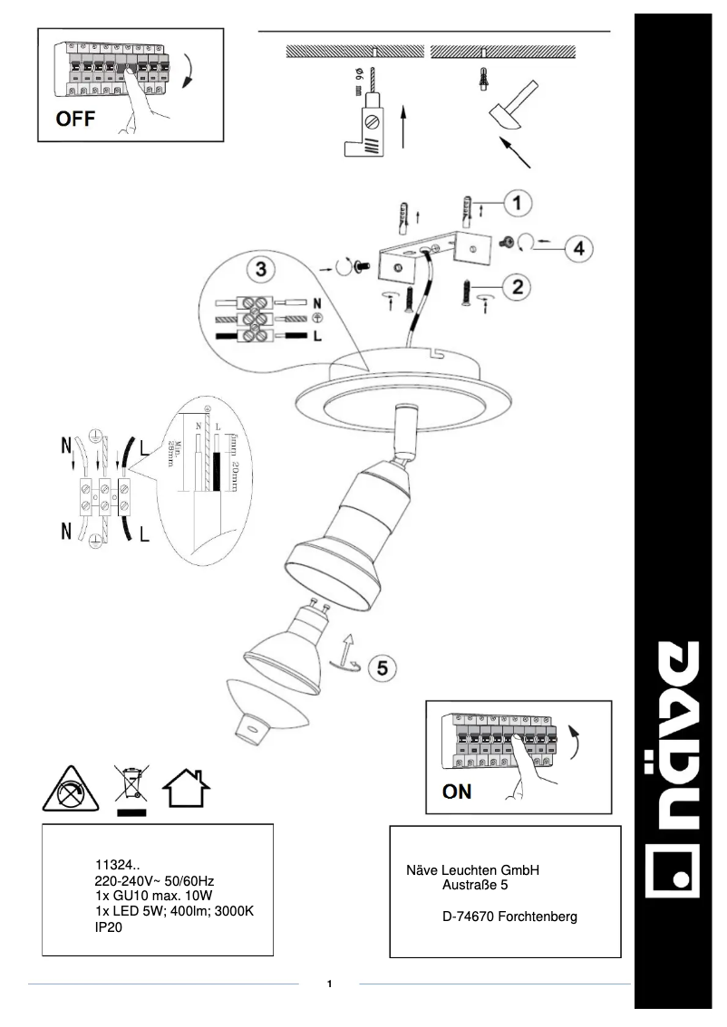 Page n°1 - Manuel utilisateur Näve Motril