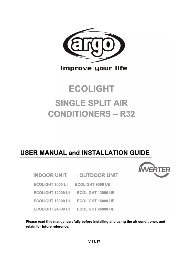 Page n°1 - Manuel utilisateur ARGO Ecolight 24000