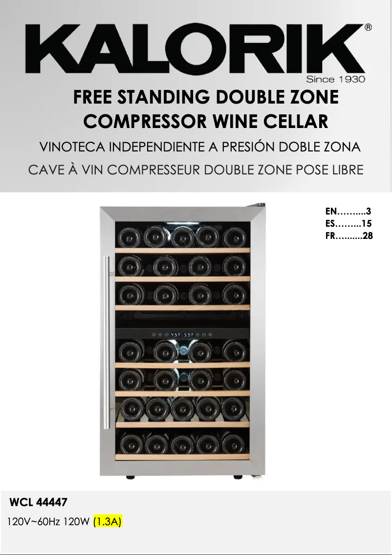 Página 1 del manual Manual de usuario Kalorik WCL 44447