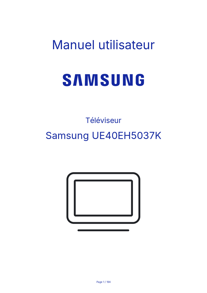Page n°1 - Manuel utilisateur Samsung UE40EH5037K