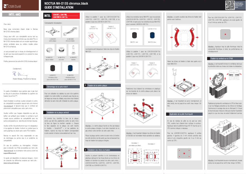 Page 1 de la notice Manuel utilisateur Noctua NH-D15S