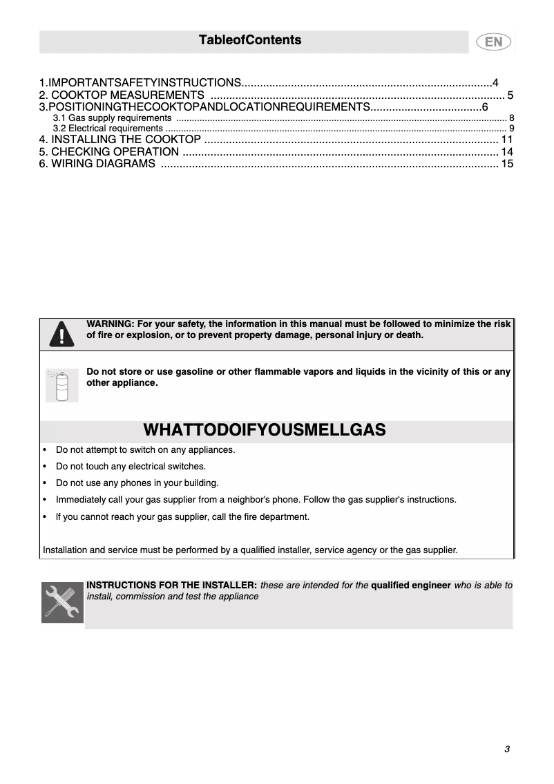 Page 1 de la notice Guide d'installation Smeg PGFU30X