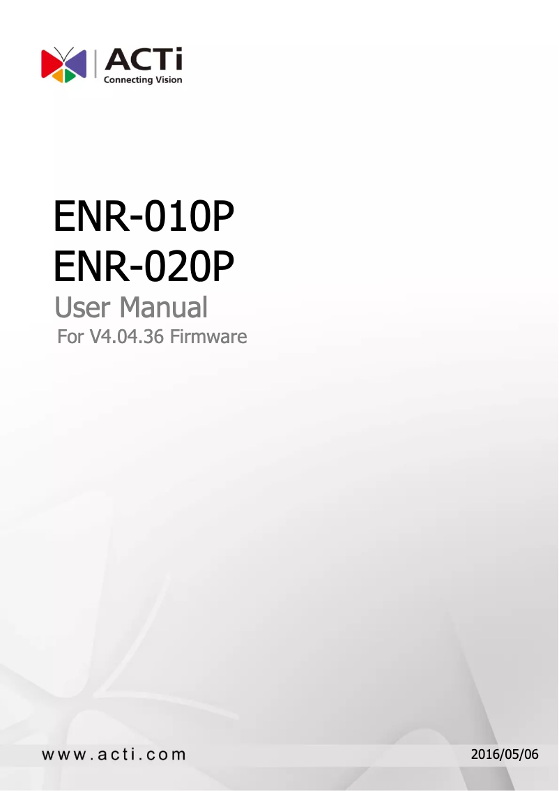 Page n°1 - Manuel utilisateur ACTi ENR-010P