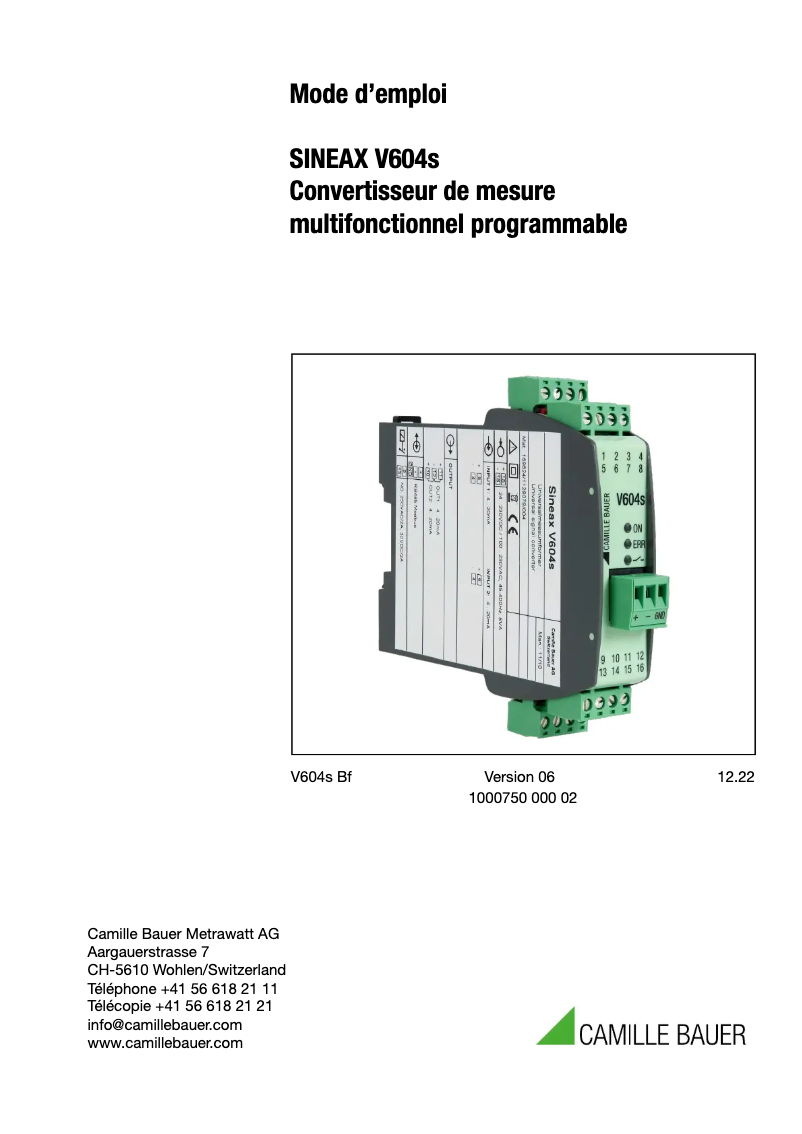 Image de la première page du manuel de l'appareil Sineax V604s