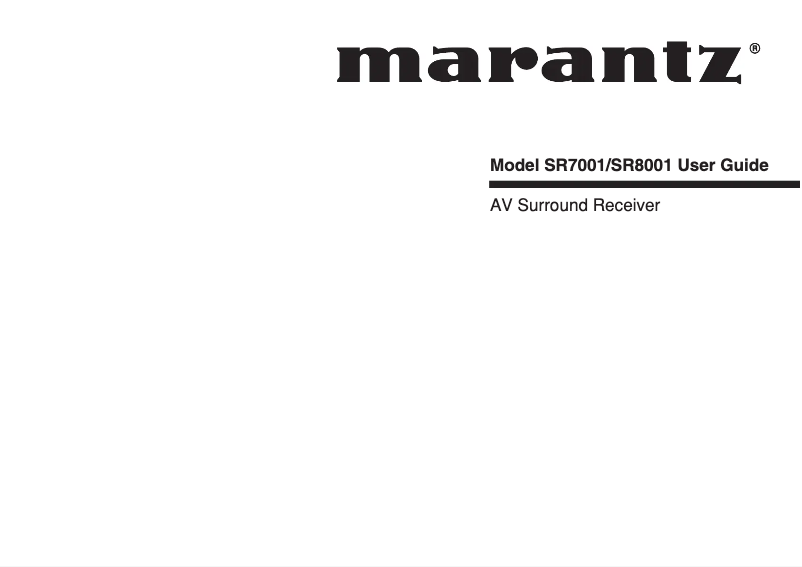 Page n°1 - Manuel utilisateur Marantz SR-8001