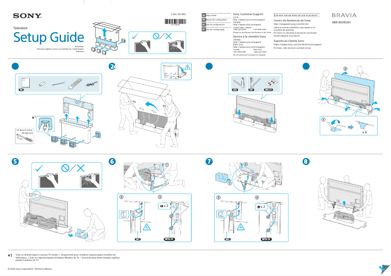 Página 1 del manual Guía de instalación Sony Bravia XBR-85X950H