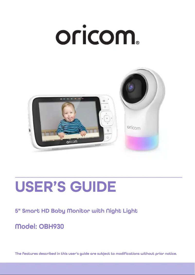 Page n°1 - Manuel utilisateur Oricom Babysense 7 OBH930