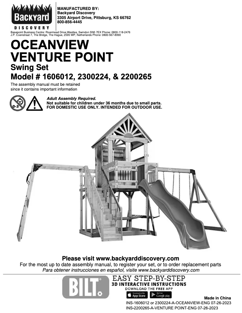 Page 1 de la notice Manuel utilisateur Backyard Discovery Oceanview