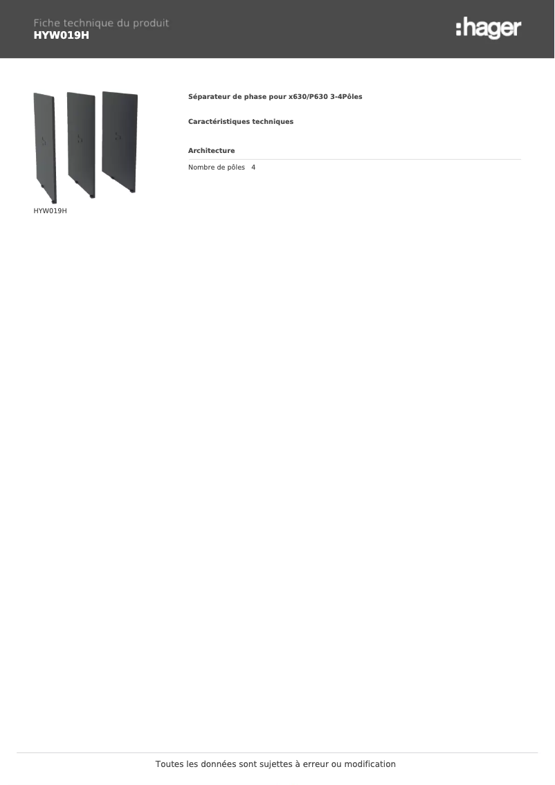 Image de la première page du manuel de l'appareil HYW019H