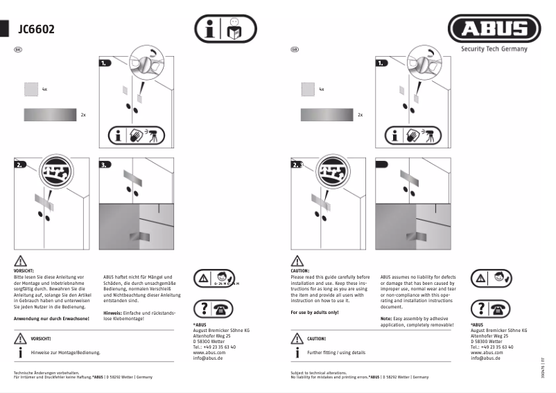 Page 1 de la notice Mode d'emploi Abus JC6602
