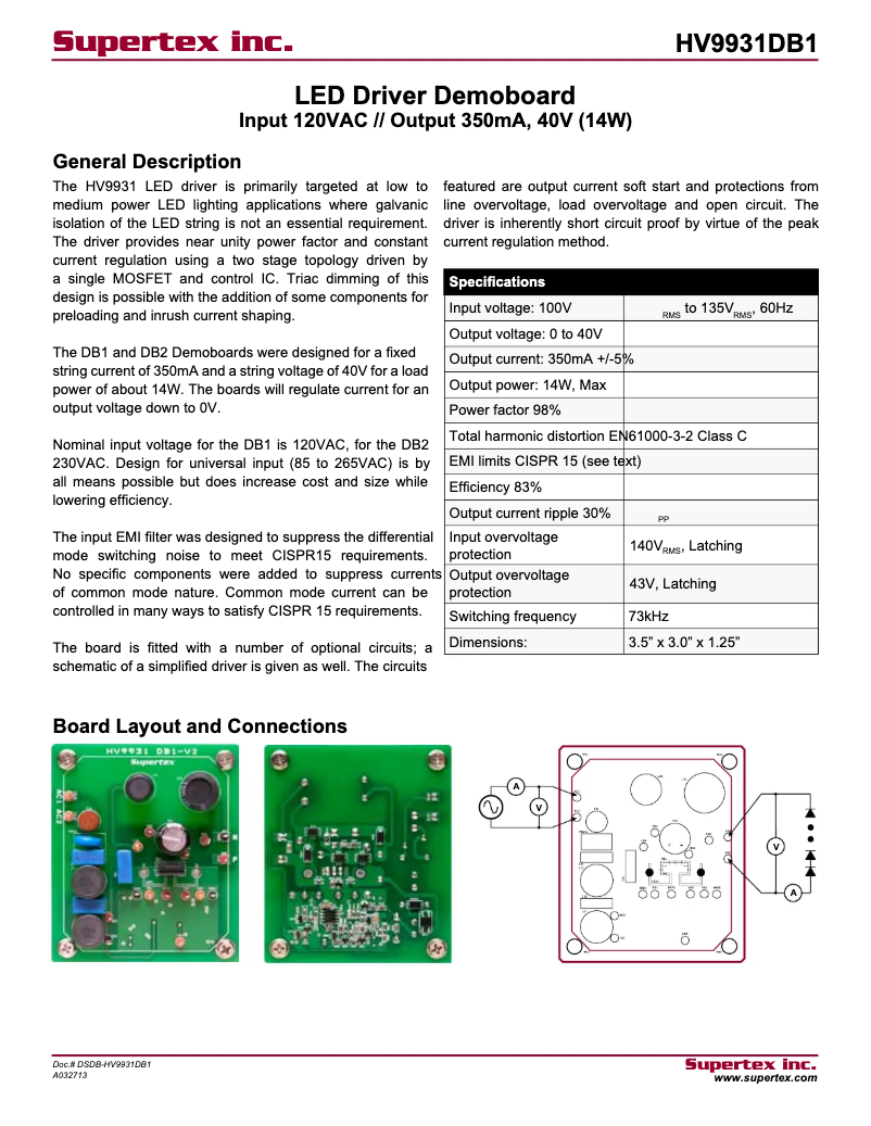 Page 1 de la notice Manuel utilisateur Microchip HV9931DB1
