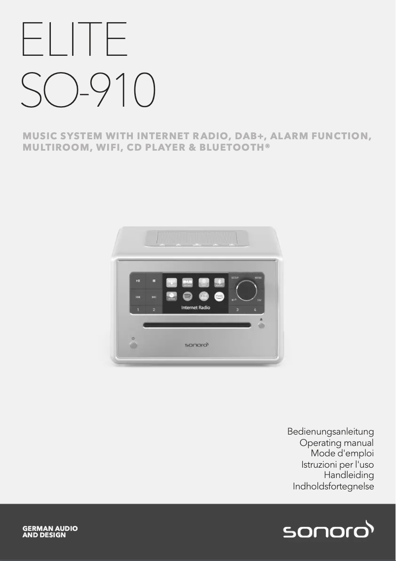 Page n°1 - Manuel utilisateur Sonoro Elite SO-910