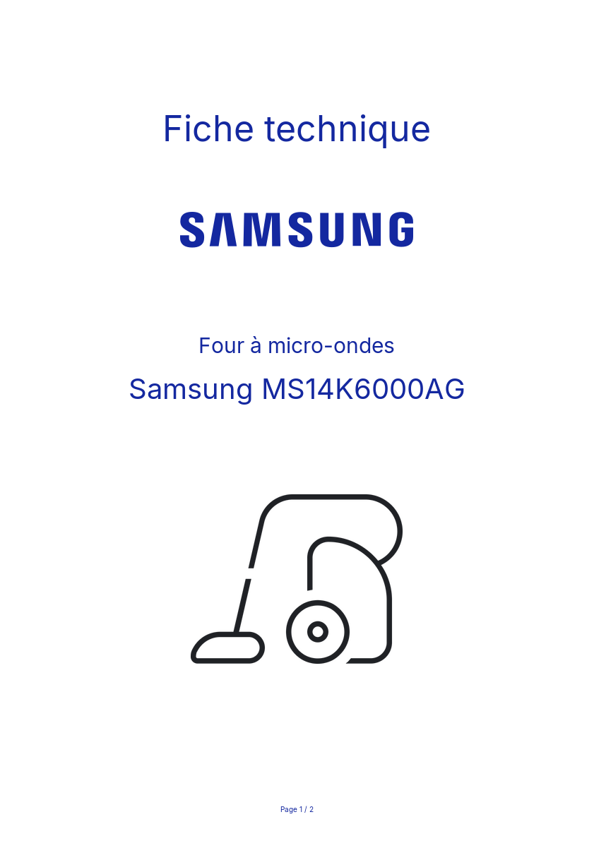 Page n°1 - Fiche technique Samsung MS14K6000AG