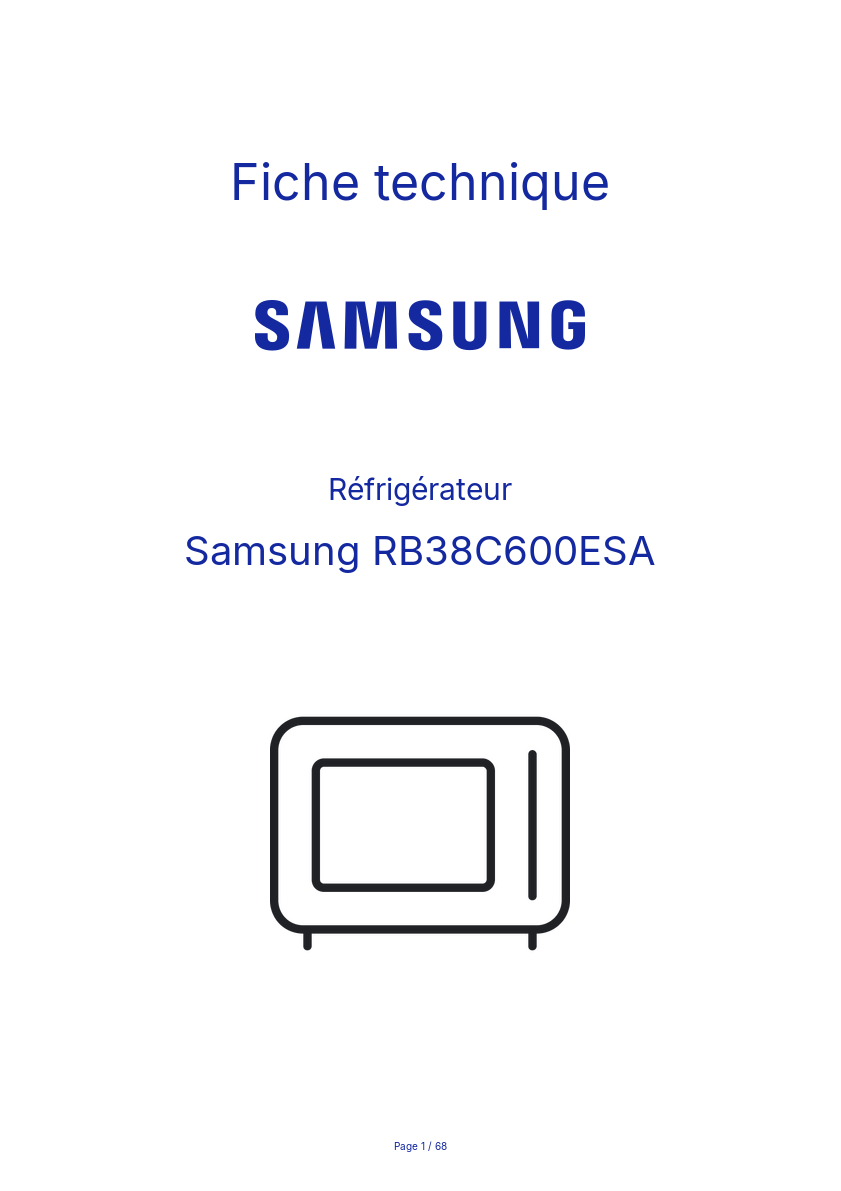 Page n°1 - Fiche technique Samsung RB38C600ESA