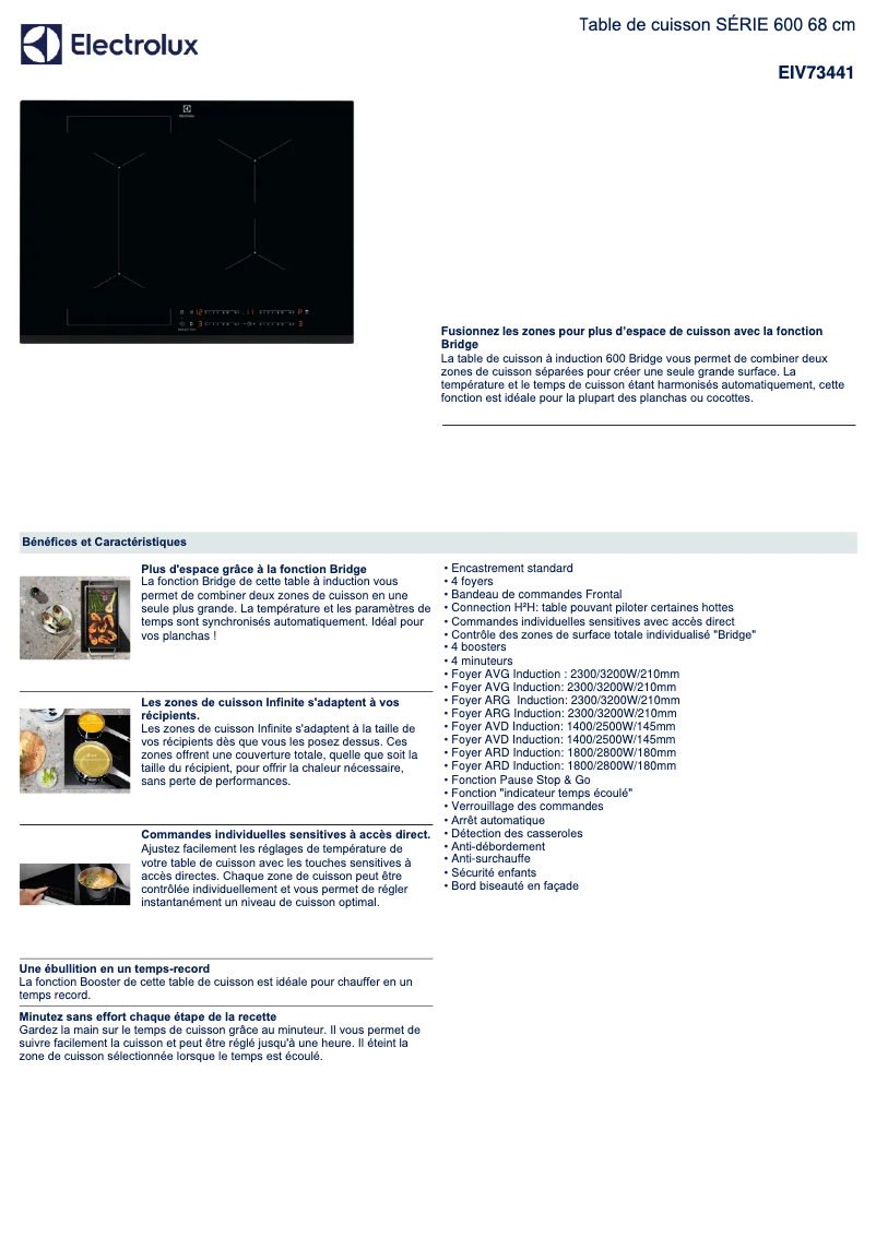 Page n°1 - Fiche technique Electrolux EIV73441