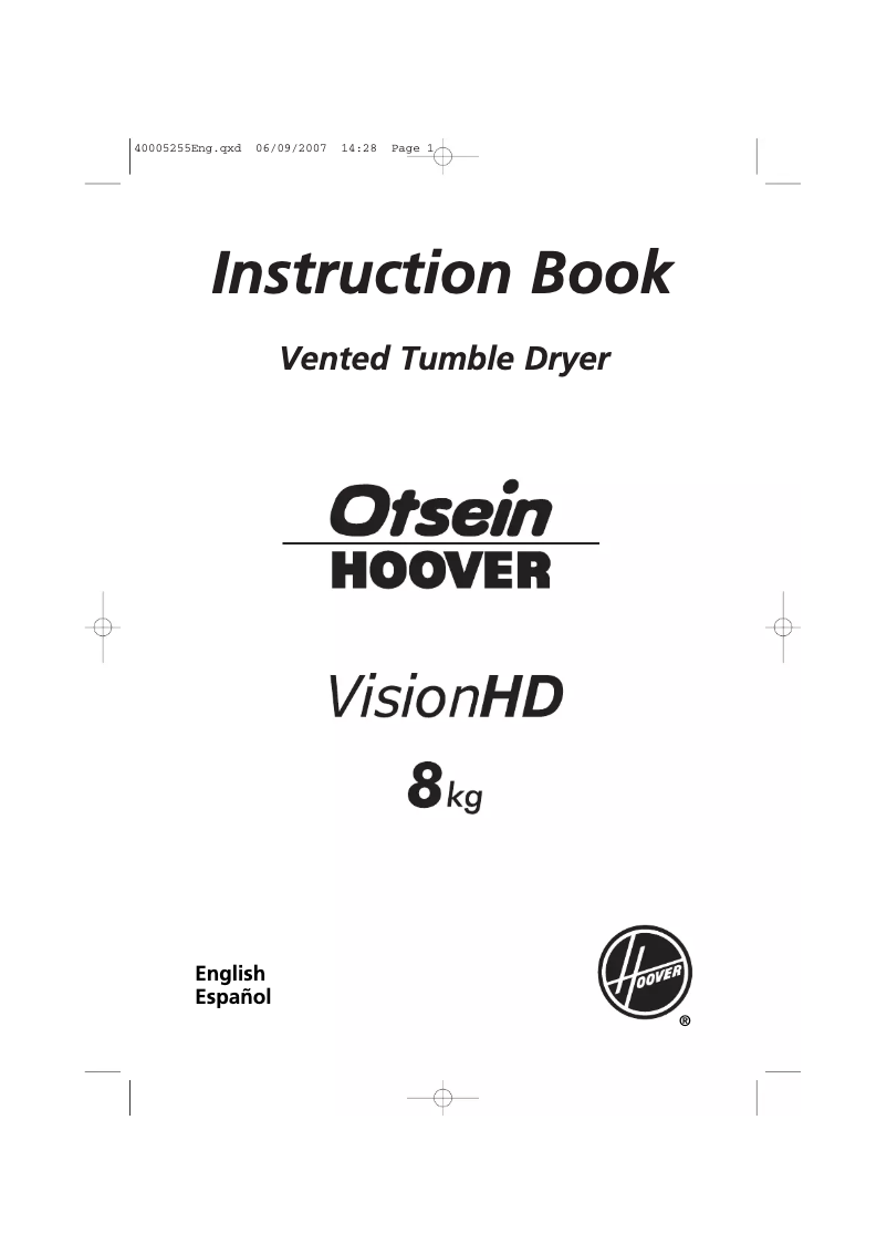 Page 1 de la notice Manuel utilisateur Otsein-Hoover VOHV 388-37