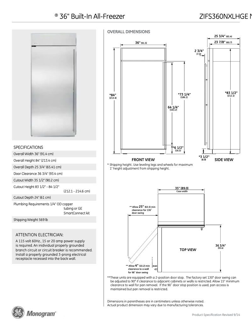 Image de la première page du manuel de l'appareil ZIFS360NXLH