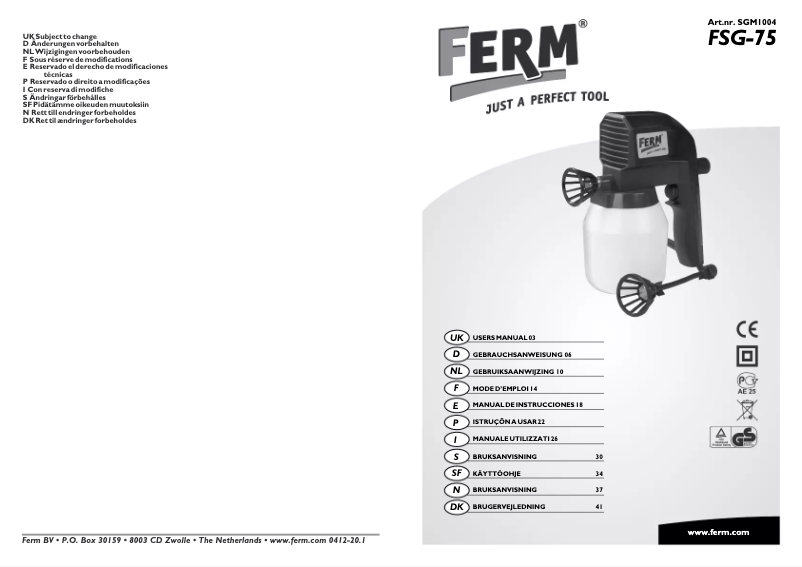 Page n°1 - Manuel utilisateur Ferm SGM1004