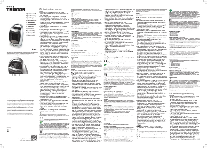 Page 1 de la notice Manuel utilisateur TriStar KA-5038