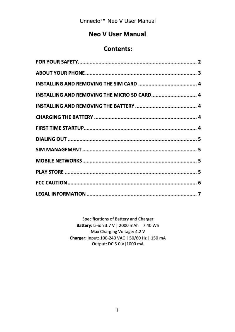 Image de la première page du manuel de l'appareil Neo V