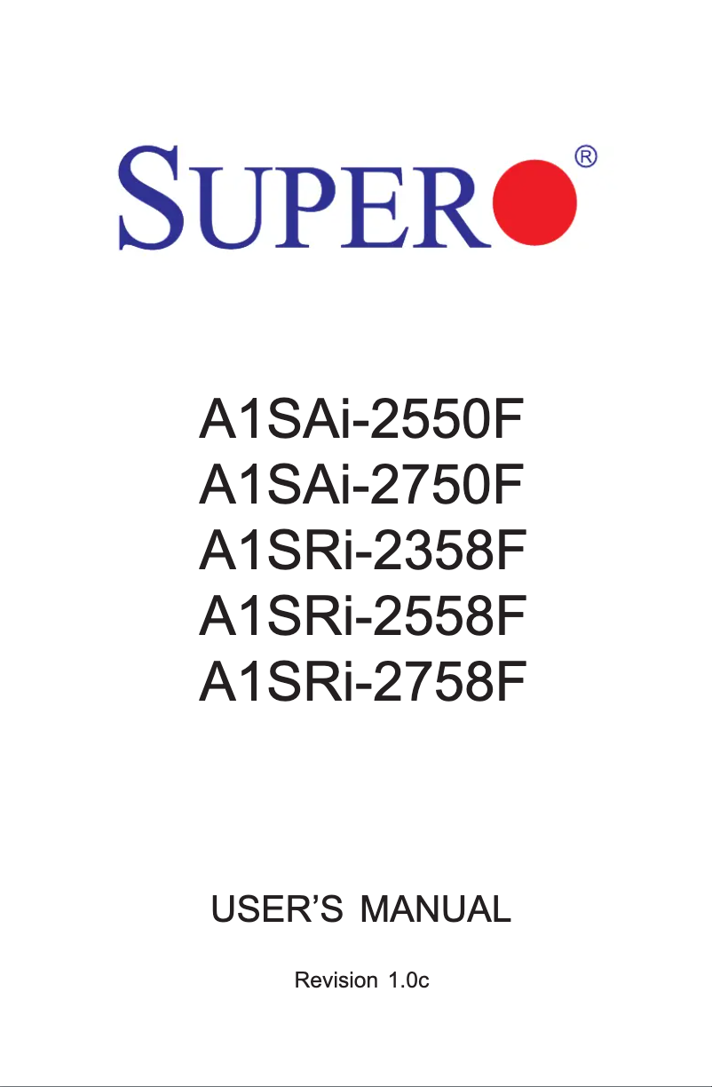 Image de la première page du manuel de l'appareil A1SRi-2358F