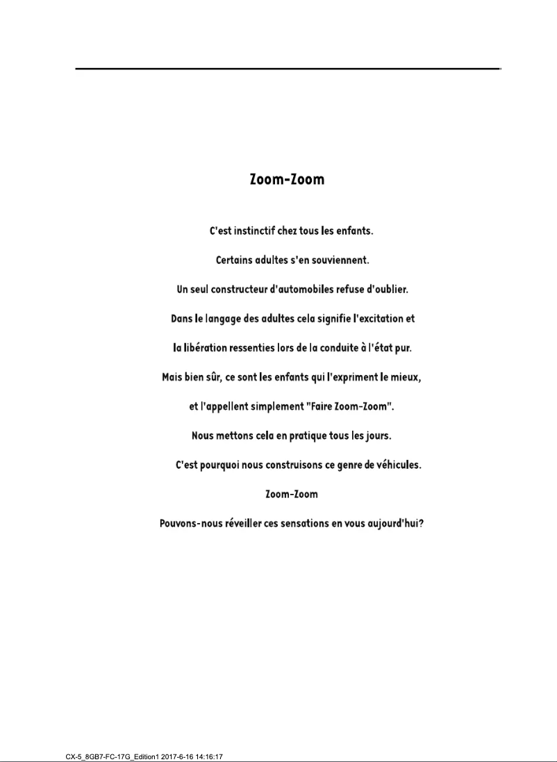 Page 1 de la notice Manuel utilisateur Mazda CX-5 (2017)