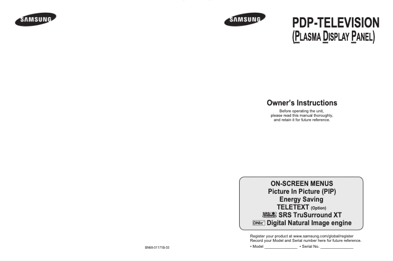 Page n°1 - Manuel utilisateur Samsung PS-42C96HD
