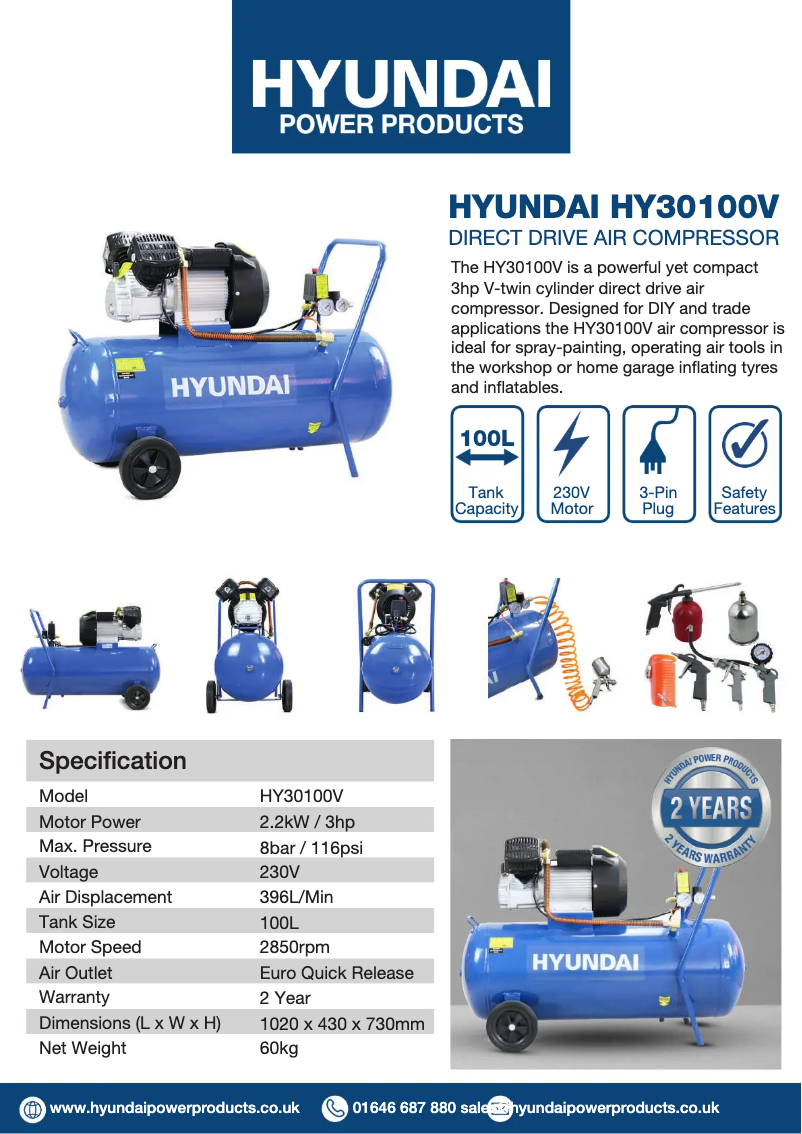 Page 1 de la notice Manuel utilisateur Hyundai HY30100V