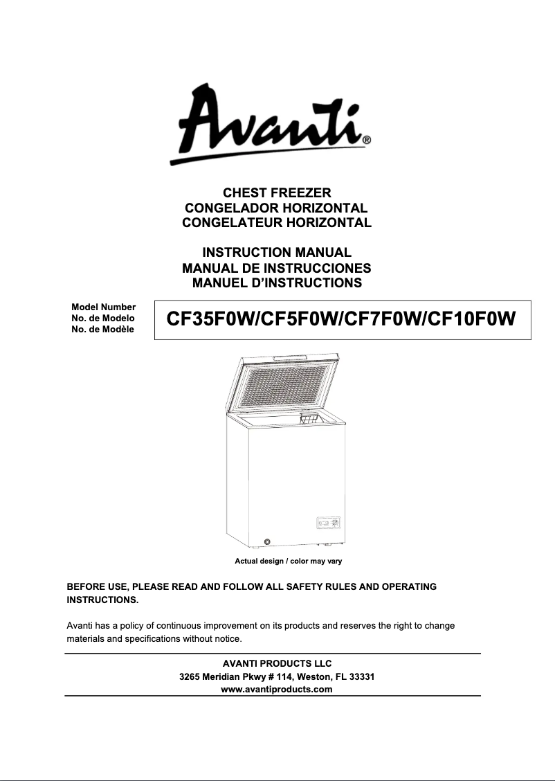 Image de la première page du manuel de l'appareil CF7F0W