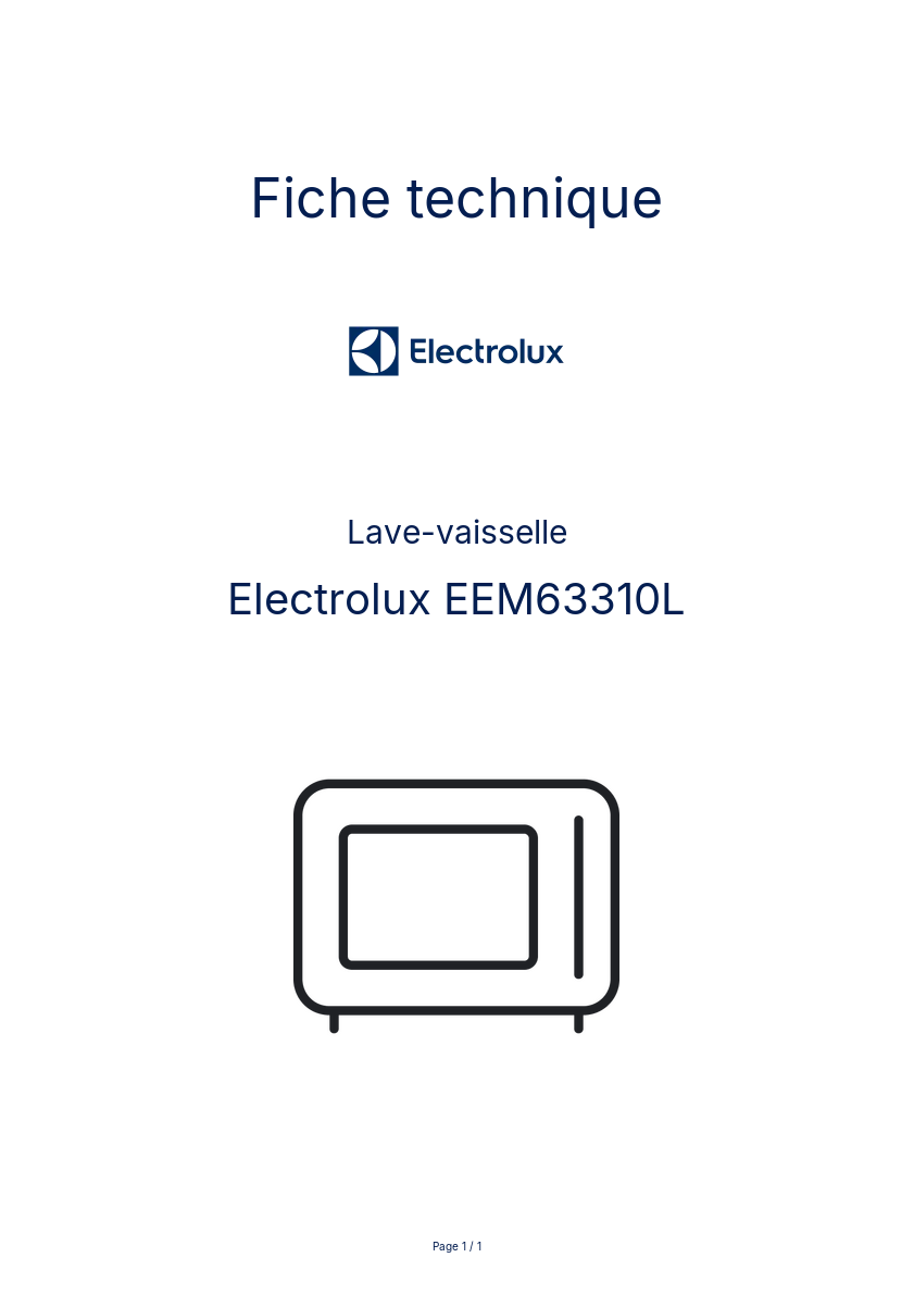 Page n°1 - Fiche technique Electrolux EEM63310L