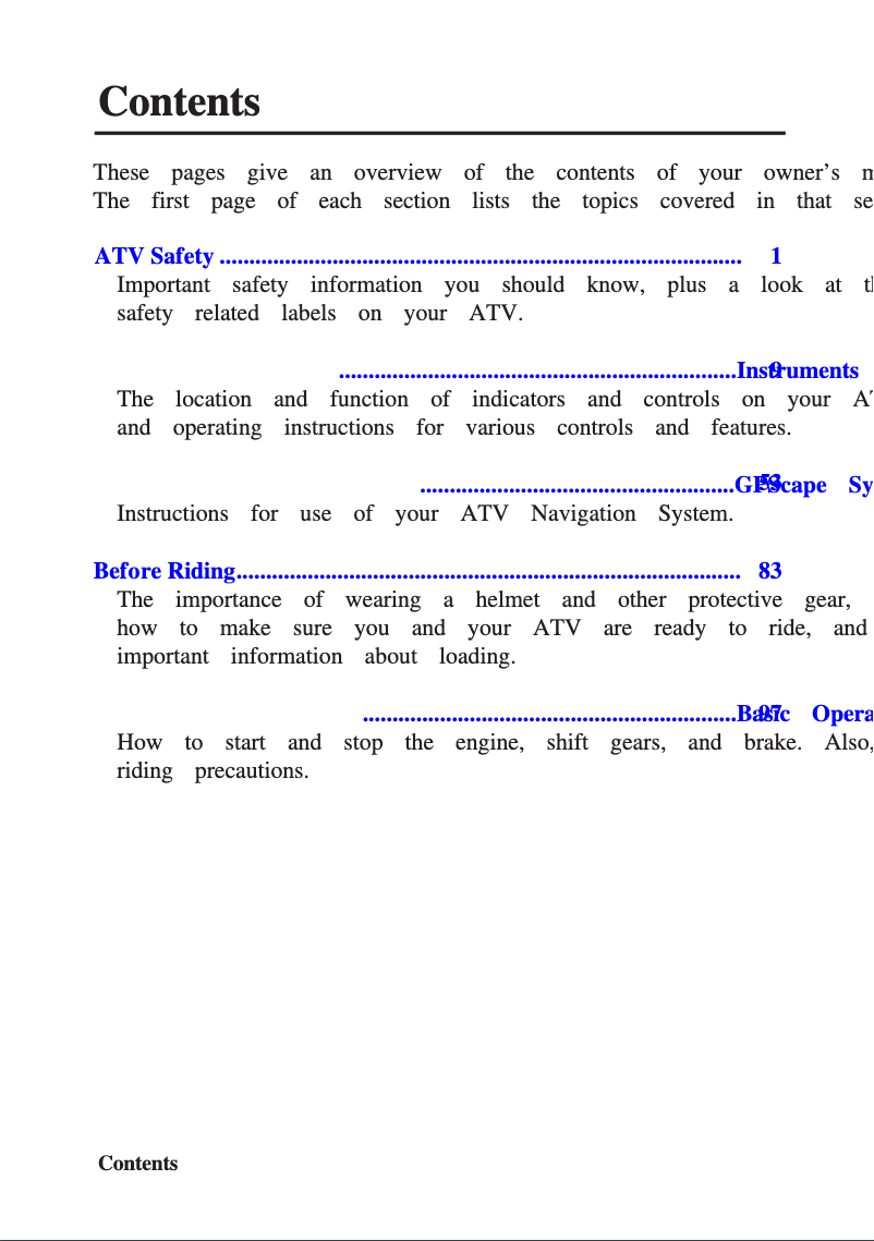 Imagen de la primera página del manual del dispositivo FourTrax Foreman Rubicon TRX500FA (2011)