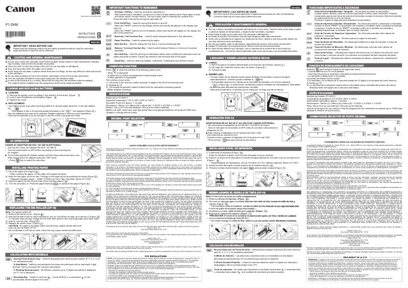 Image de la première page du manuel de l'appareil P1-DHV-3