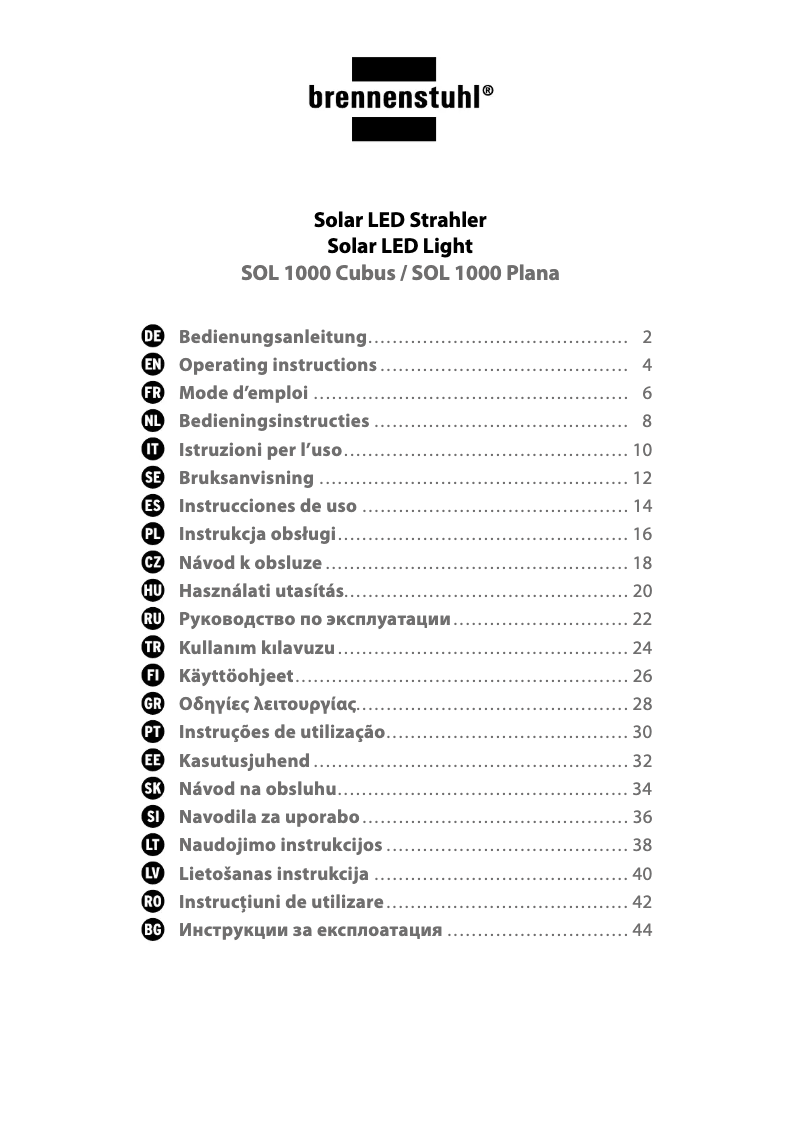 Page 1 de la notice Manuel utilisateur Brennenstuhl SOL 1000 Cubus
