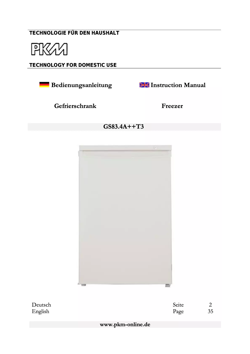 Image de la première page du manuel de l'appareil GS83.4A++T3