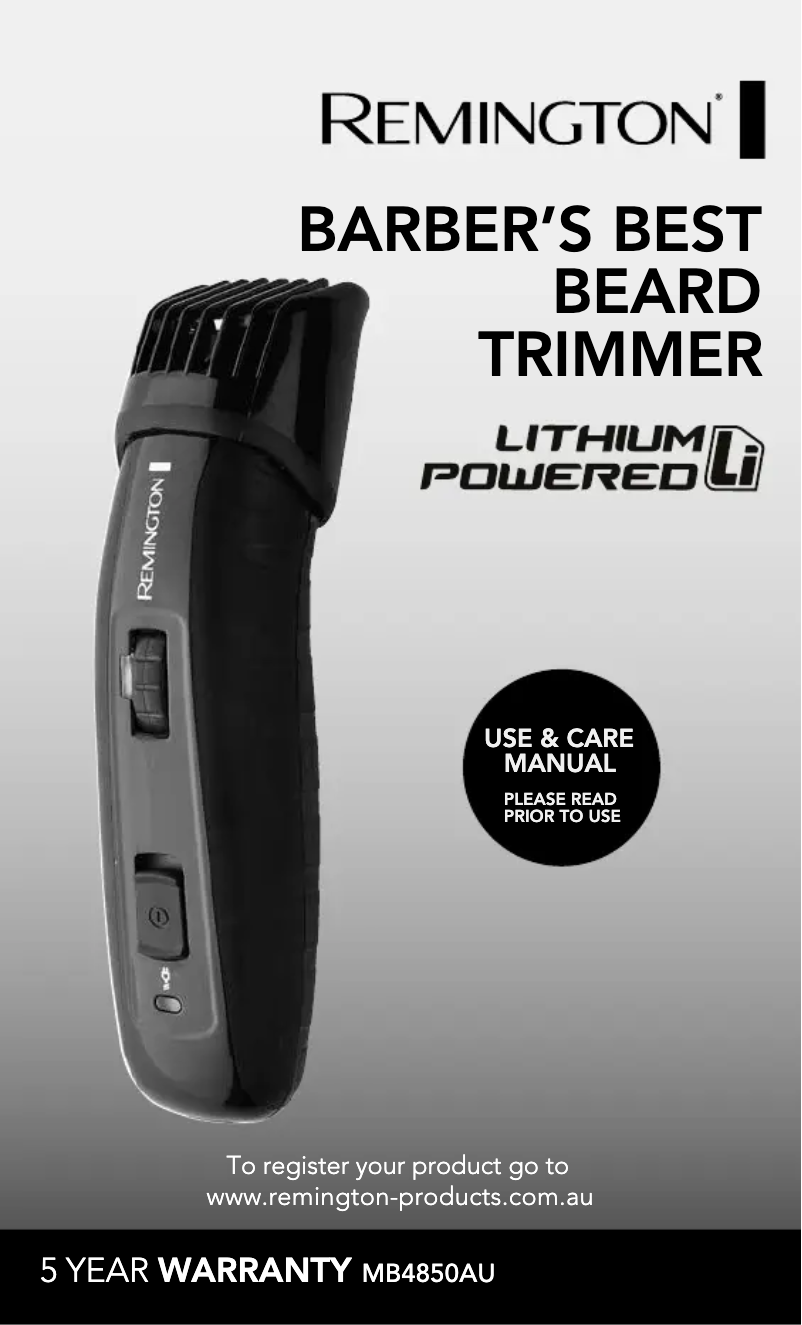 Page n°1 - Manuel utilisateur Remington MB4850AU