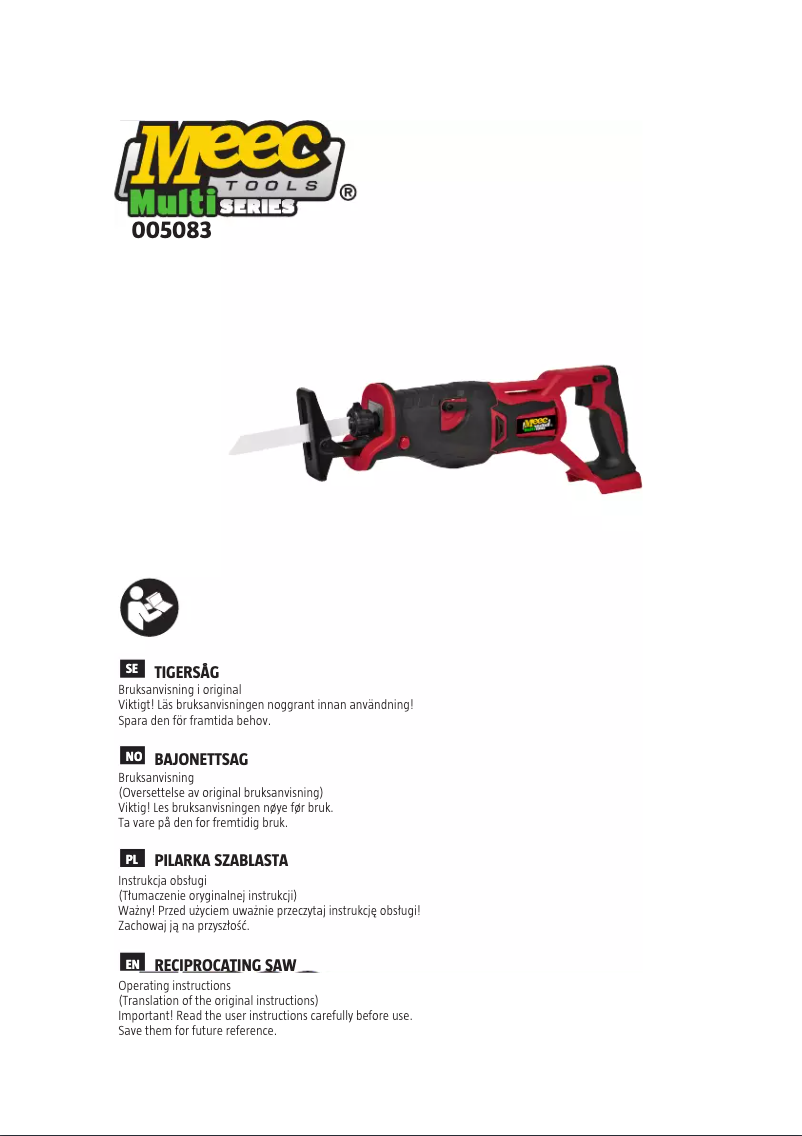 Page 1 de la notice Manuel utilisateur Meec Tools 005-083