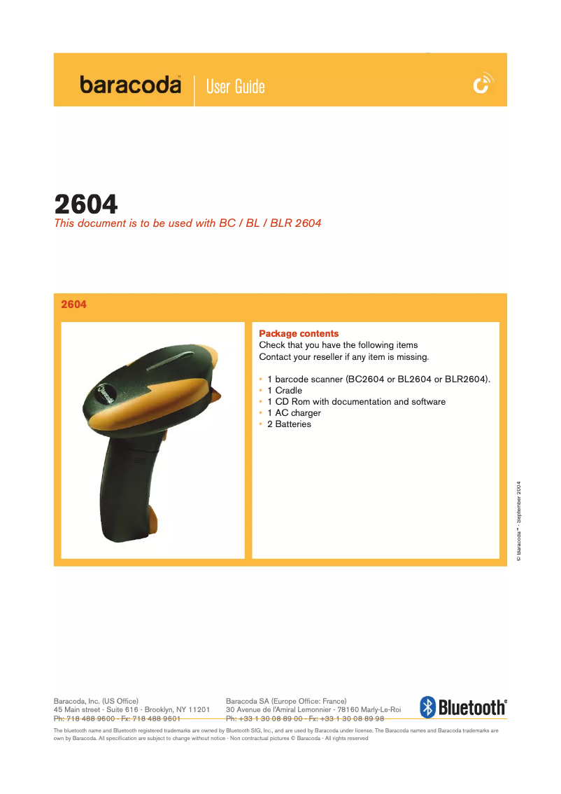 Page n°1 - Manuel utilisateur Baracoda BL2604