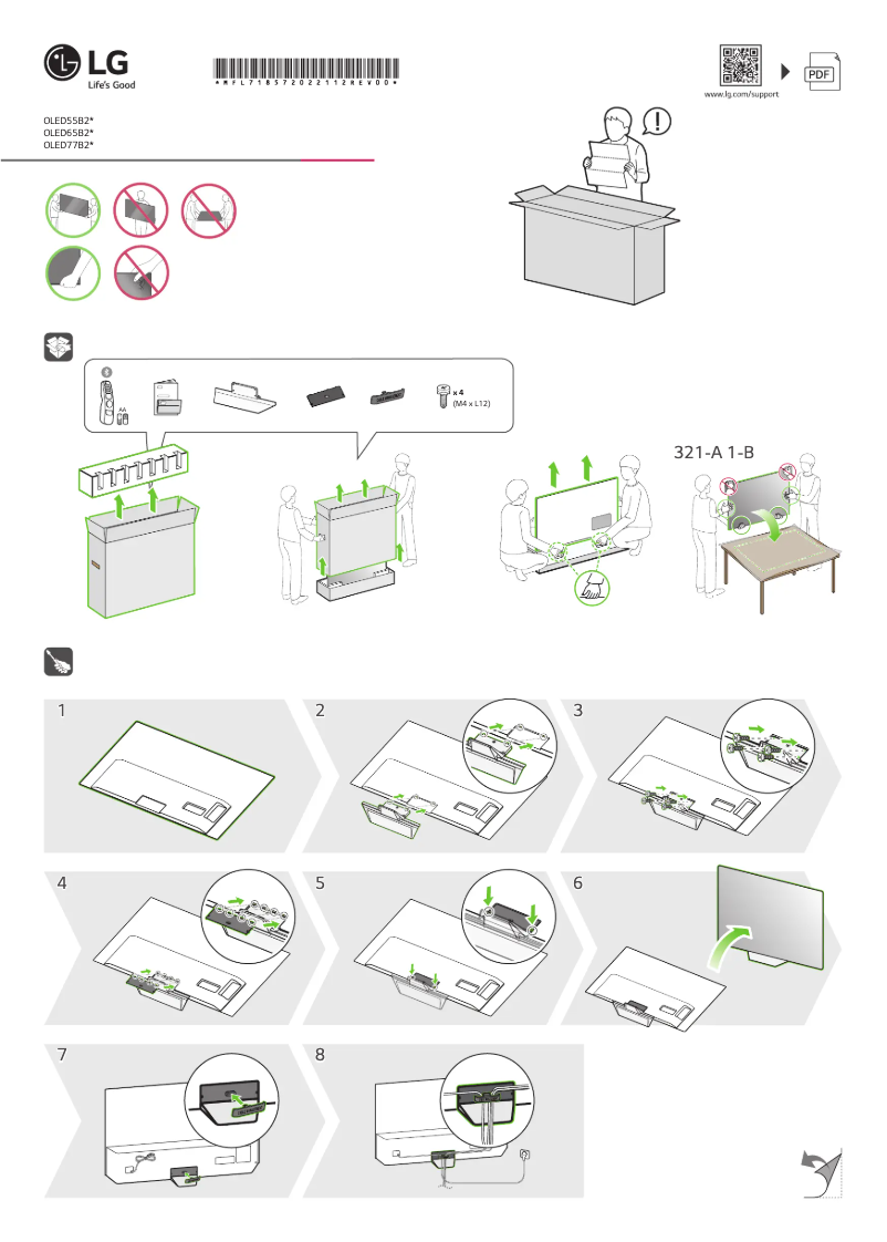 Page 1 de la notice Guide d'installation LG OLED77B26LA