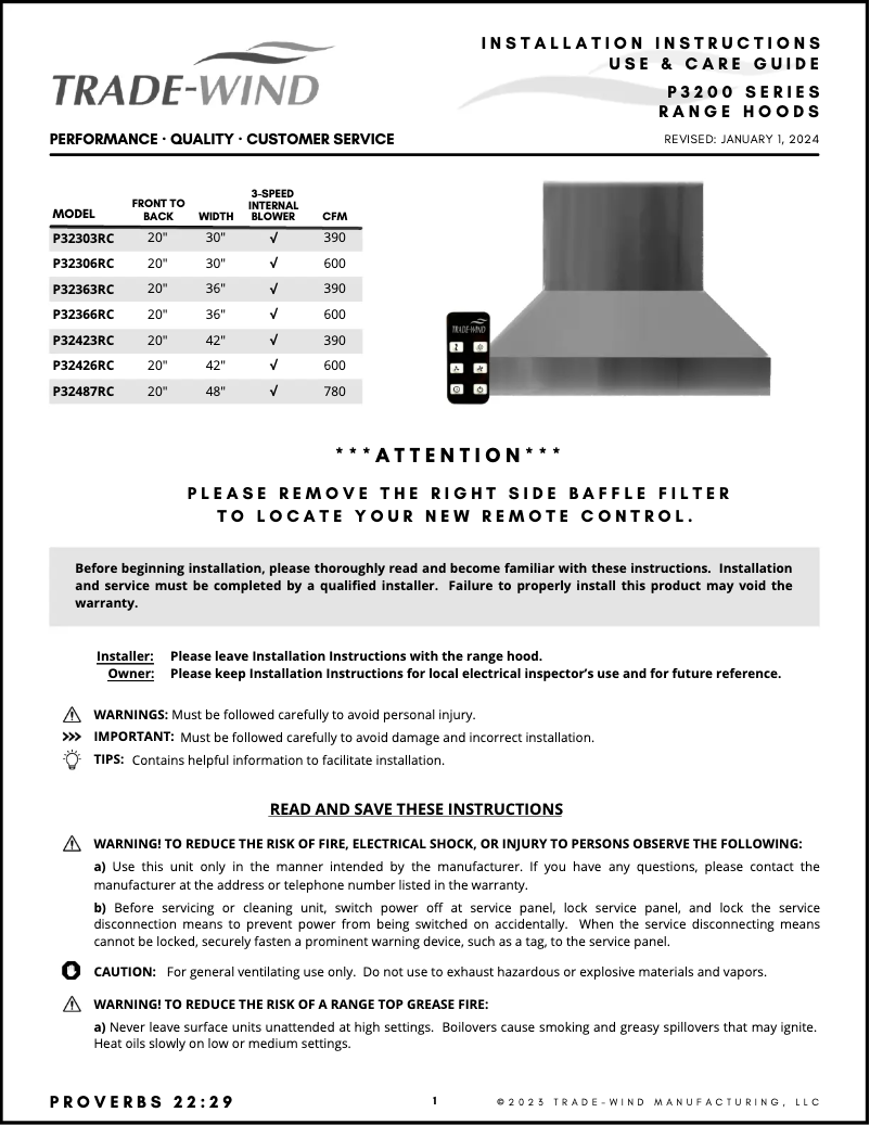 Page 1 de la notice Manuel utilisateur Trade-Wind P32426RC