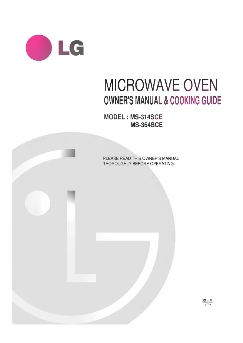 Page 1 de la notice Manuel utilisateur LG MS-314SCE