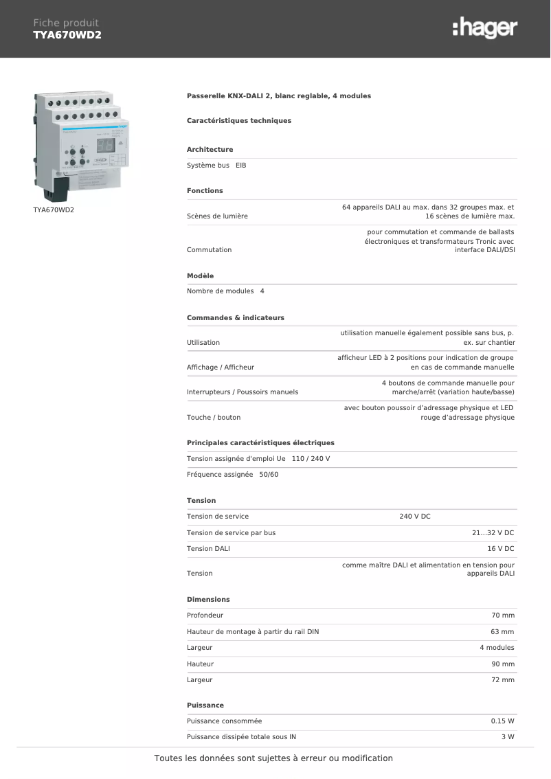 Image de la première page du manuel de l'appareil TYA670WD2