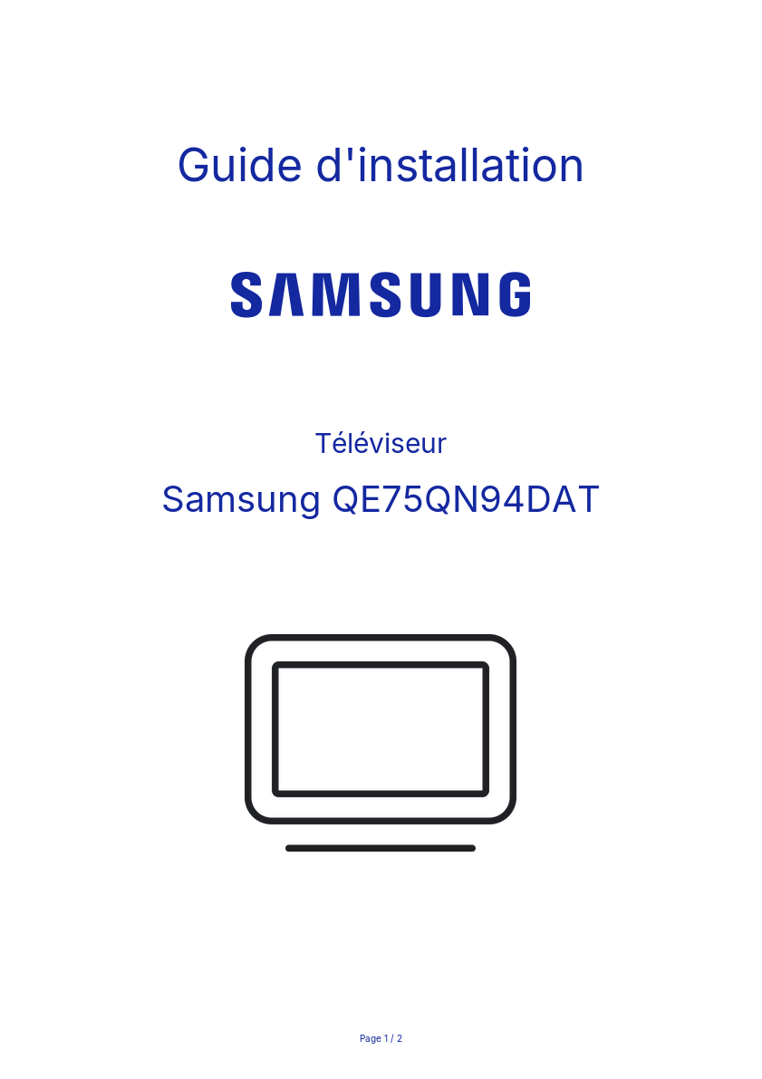 Page n°1 - Guide d'installation Samsung QE75QN94DAT