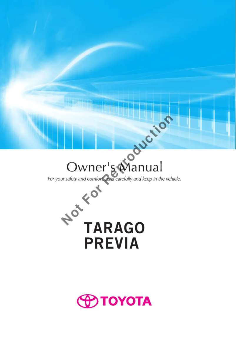 Page n°1 - Manuel utilisateur Toyota Previa (2014)