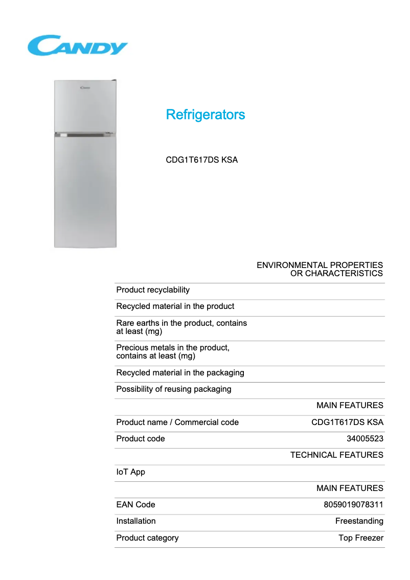 Image de la première page du manuel de l'appareil CDG1T617DS KSA