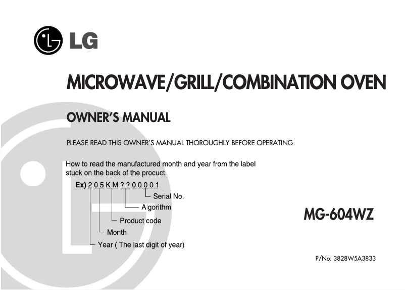 Page 1 de la notice Manuel utilisateur LG MG-604WZ