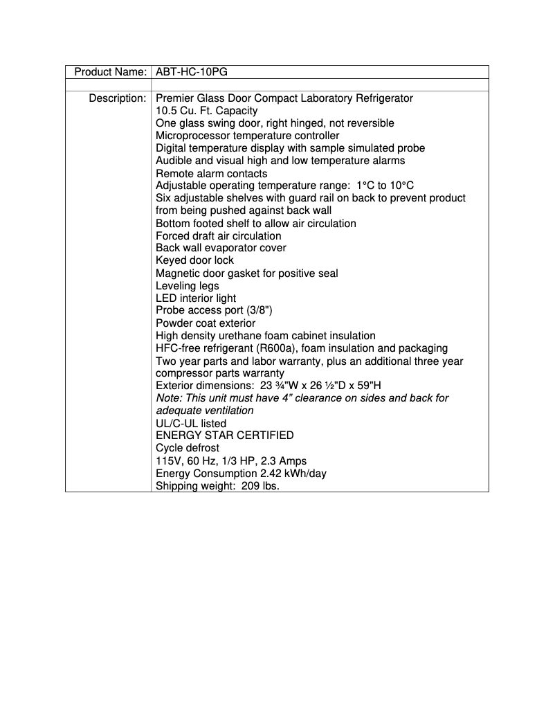 Image de la première page du manuel de l'appareil ABT-HC-10PG