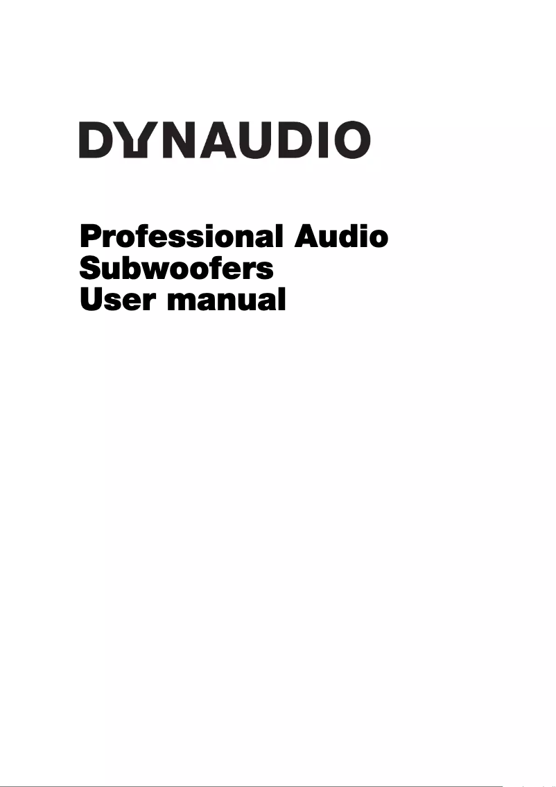 Page n°1 - Manuel utilisateur Dynaudio 9S True Bass