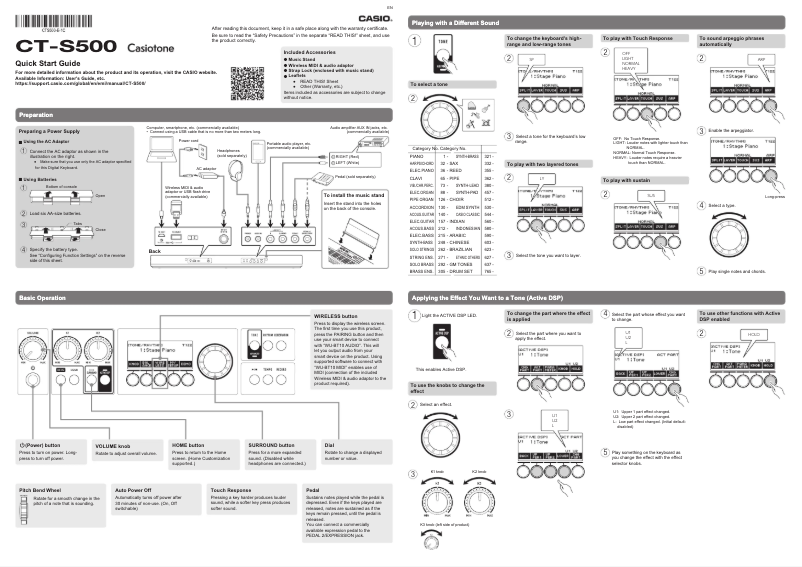 Página 1 del manual Guía de inicio rápido Casio Casiotone CT-S500